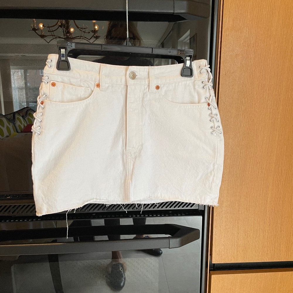 IRO White Denim Mini Skirt